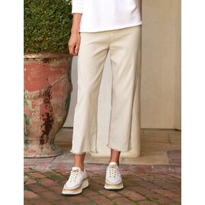 Frank & Eileen Khaki Kinsale Flax Cotton Cropped Raw Hem Pants Size 2